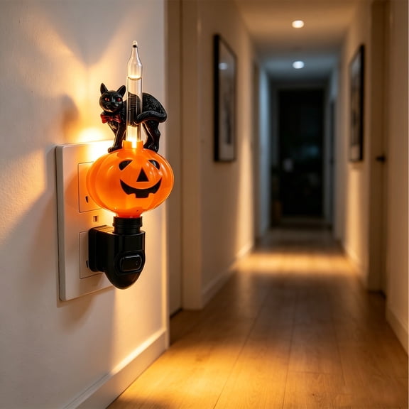 WYBXZ Plug-In Pumpkin Night Light - Bubbling Jack-O-Lantern Wall Lamp for Summer Entryway Halloween Home Decor