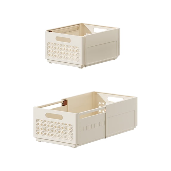 WYBXZ Retractable Plastic Drawer Storage, Folding Closet Organizers Storage Box, Stackable Storage Bins, for Wardrobe Cupboard Bathroom, Organization and Storage,Beige