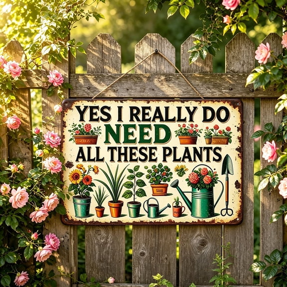 WYBXZ Retro Gardening Iron Hanging Board Farmhouse Wall Decor for Summer Garden Patio Yard, Rustic Quote Sign, Lightweight