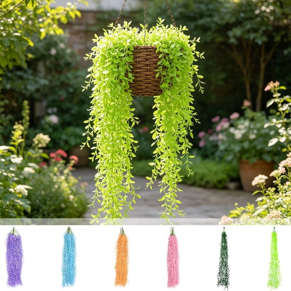 WYBXZ Set of 5 Mint Green Artificial Hanging Vines, 37.4 Inch Fake Ivy Garland for Wall, UV-Resistant Indoor Outdoor Greenery for Wedding & Home Decor