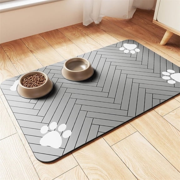 WYBXZ Silver Diatom Mud Pet Feeding Mat, Absorbent & Non-Slip Floor Mat for Dog & Cat Bowls, Quick-Drying Kitchen & Entryway Mat