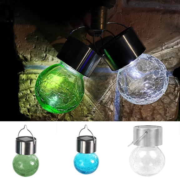 WYBXZ Solar Glass Ball Hanging Lantern Outdoor Cracked Light Weather Resistant Solar Powered LED Easy Install for Garden Fence