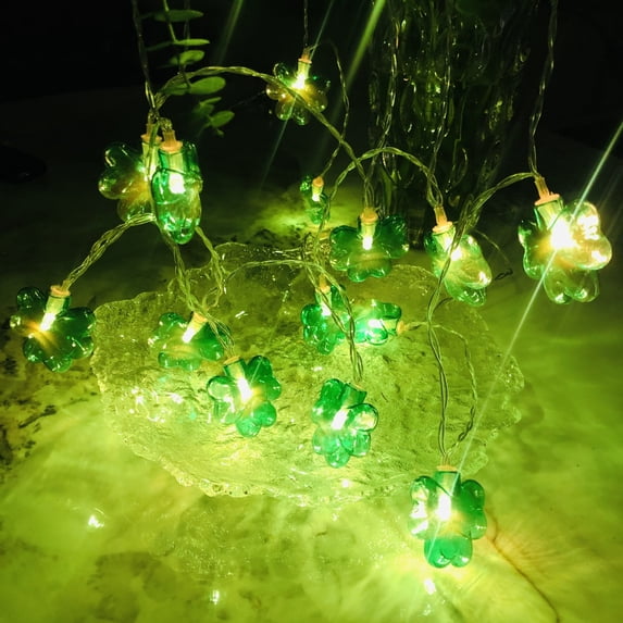 WYBXZ St Patrick's Day String Light,10 FT 20 LEDs Green String Lights, for Fireplace Bedroom Party Outdoor Tree Feast of Saint St. Patrick's Day Decoration, Battery Operated Lights