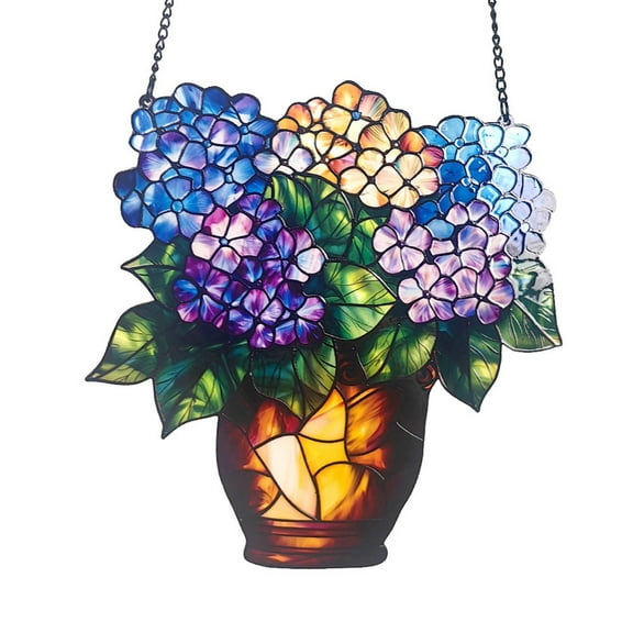 WYBXZ Stained Glass Window Hanging, Suncatcher Stained Glass Art Window Hangings, Glass Panel with Metal Chain and Hooks Sun Catchers Indoor Wall Art Home Decor Gift