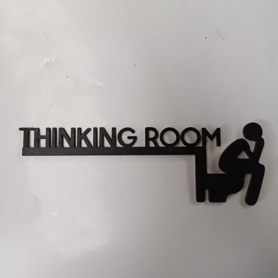 WYBXZ Thinking Room Funny Toilet Door Sign, Funny Bathroom Decor for Home, Wooden Handicrafts Letter Ornaments Right Angle Door Decorations