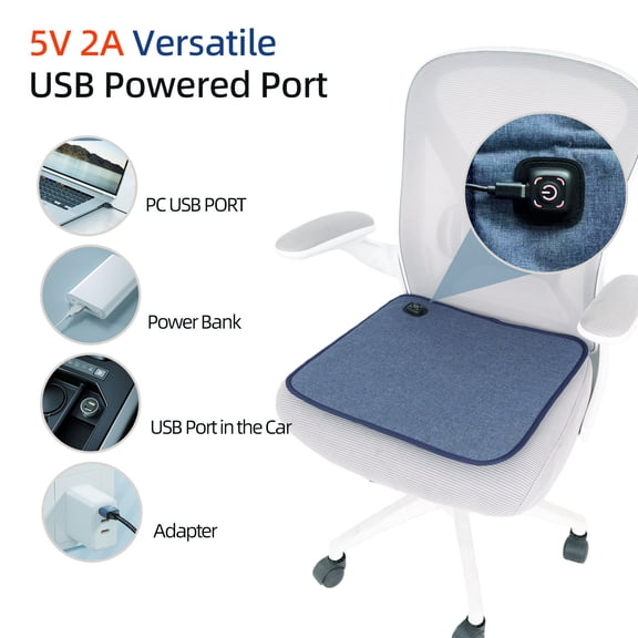 WYBXZ USB Heated Seat Cushion Chair Warmer for Office and Home Winter Use, Blue