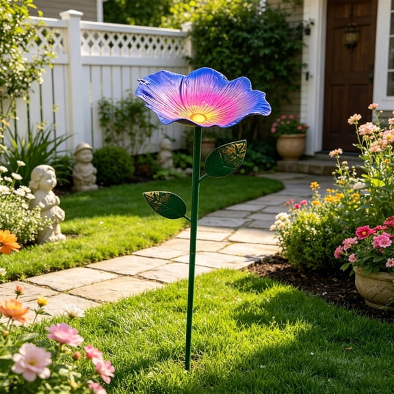 WYBXZ WYBXZ Metal Flower Shaped Butterfly Feeder, Purple Bee Waterer with Garden Stake, Rust-Proof, Safe Drinking System, Adjustable Height