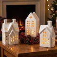thumbnail image 1 of WYBXZ White Ceramic Tea Light House, Mini Christmas Village Candle Holder 4.29 x 2.75 in for Windowsill, Tabletop, Mantel and Seasonal Home Decor, 1 of 7