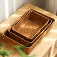 thumbnail image 1 of WYBXZ Woven Storage Basket Large – Handmade Natural Wicker Desktop Clutter Box for Bathroom Entryway, Warm Orange for Summer Home Organization, 1 of 7