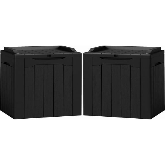 WYDK 2 Pack Deck Box 31 Gallon Waterproof Resin Storage Box with Lid Indoor Outdoor Delivery Box Storage Bin for Patio Cushions (Black)
