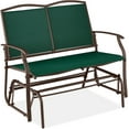 thumbnail image 1 of WYDK 2-Person Outdoor Patio Swing Glider Steel Bench Loveseat Rocker for Deck, Porch w/Textilene Fabric, Steel Frame - Forest Green/Brown, 1 of 8
