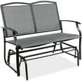 thumbnail image 1 of WYDK 2-Person Outdoor Patio Swing Glider Steel Bench Loveseat Rocker for Deck, Porch w/Textilene Fabric, Steel Frame - Gray, 1 of 7