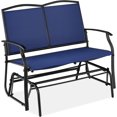 thumbnail image 1 of WYDK 2-Person Outdoor Patio Swing Glider Steel Bench Loveseat Rocker for Deck, Porch w/Textilene Fabric, Steel Frame - Navy/Black, 1 of 8