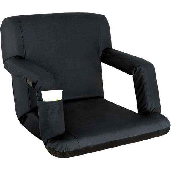 WYDK 20.5"/25" Wide Stadium Seat for Bleachers w/Back Support Padded Cushion Portable Reclining Bleacher Seats Camping Stadium Chair Waterproof,Regular - 20.5",Black
