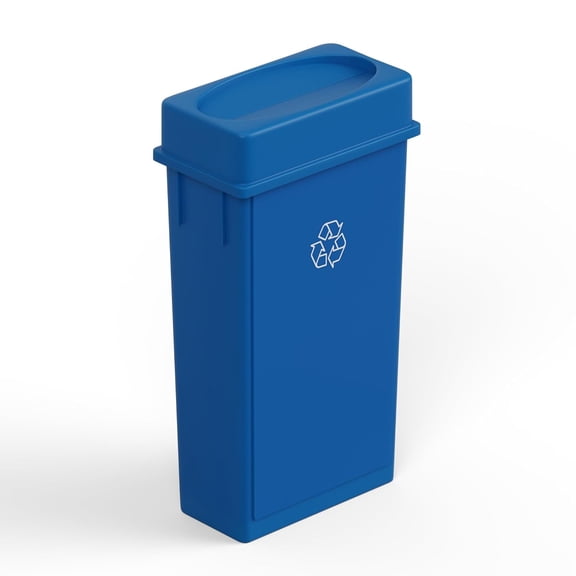 WYDK 23 Gallon Blue Rectangular Slim Trash Can with Drop Shot Lid | Great for Home, Commercial, or Restaurant Use.