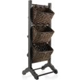 thumbnail image 1 of WYDK 3-Tier Floor Stand with Water Hyacinth Storage Baskets, Black/Espresso - Standing Organizer Rack for Bathroom, Kitchen, Laundry, Living Room, 1 of 15