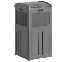 WYDK 30 Gallon Trash Can, Resin Outdoor Garbage Can with Lid, Waterproof Hideaway Patio Waste Bins for Outside Use (Gray)