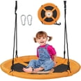thumbnail image 1 of WYDK 40” Saucer Tree Swing for Kids, Flying Saucer Swing with 2 Carabiners, Adjustable Ropes, Waterproof 900D Oxford Cloth, Round Swing for Outdoor Playground, Backyard (Yellow Lion), 1 of 10