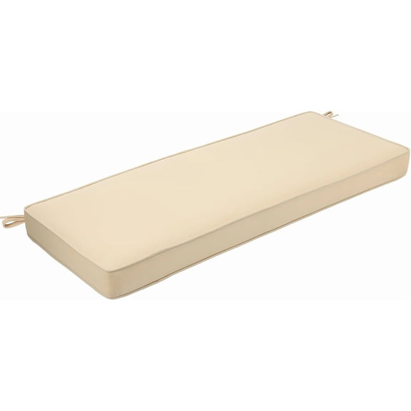 WYDK 46.5" x 18" Patio Bench Cushion, Fade-Resistant and Water-Resistant Olefin Fabric Outdoor Furniture Pad, 3" Thick Cushions with Adjustable Straps for Loveseat, Bench, Cream Yellow
