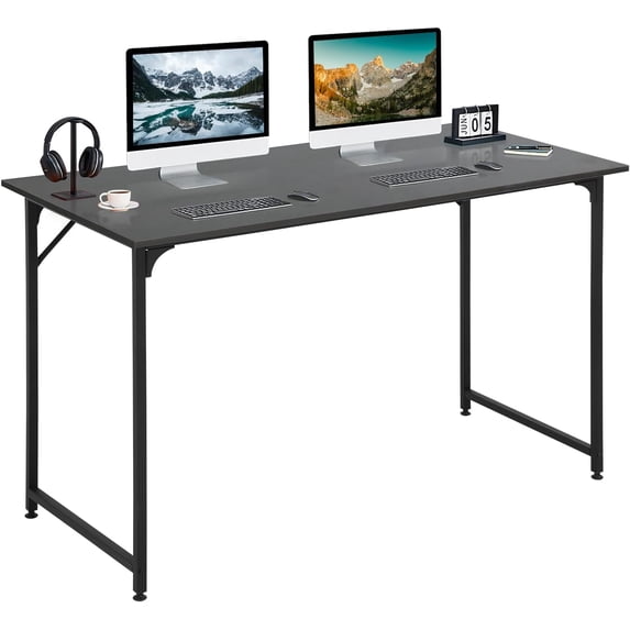 WYDK 48 Inch Computer Desk Home Office Desk Writing Desk Modern Simple Style Office Desk with Metal Frame for Home Office Easy Assembly, Black