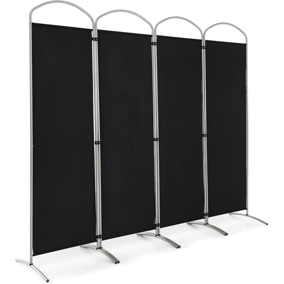 WYDK 6.2Ft Folding 4-Panel Room Divider Black - 87" Wide Freestanding Foldable Fabric Privacy Screen, Lightweight Portable Partition Wall Divider and Separator for Home Office, Apartment, Studio