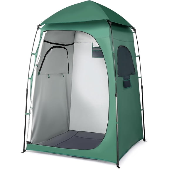 WYDK 6.8FT Shower Tent, Large Instant Pop Up Shelter with Mesh Floor & Carrying Bag, Privacy Changing Room Tent for Toilet, Camping, Dressing, Lightweight & Sturdy, Easy Set Up，Dark Green