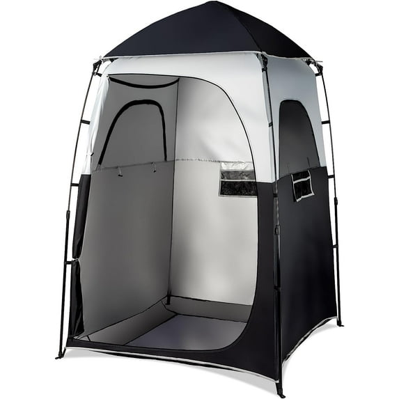 WYDK 6.8FT Shower Tent, Large Instant Pop Up Shelter with Mesh Floor & Carrying Bag, Privacy Changing Room Tent for Toilet, Camping, Dressing, Lightweight & Sturdy, Easy Set Up,Black