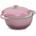 thumbnail image 1 of WYDK 6 Quart Enamel Cast-Iron Round Dutch Oven, Family Style Heavy-Duty Pre-Seasoned Cookware for Home, Kitchen, Dining Room, Oven Safe w/Lid, Dual Handles - Pink Champagne, 1 of 8