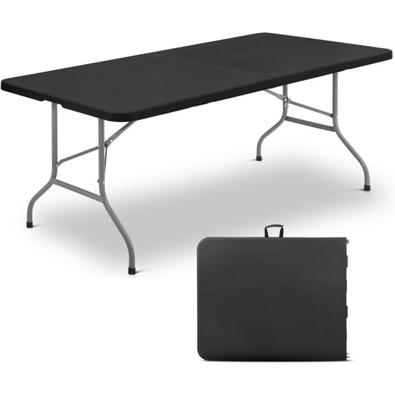 WYDK 8Ft Large Folding Table for 6 Person, Heavy-Duty Legs & Portable Built-in Handle, Foldable Plastic Table for Dining, Outdoor Indoor, Camping, Picnic, Wedding Party, Event and Commercial
