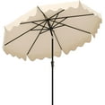 thumbnail image 1 of WYDK 9Ft Patio Umbrella with Crank, 2-Tier Outdoor Umbrella with Push Button Tilt, Sun-Protective Canopy, 8 Ribs, Scalloped Patio Umbrella for Outdoor Beach Deck Pool Table (Beige), 1 of 18