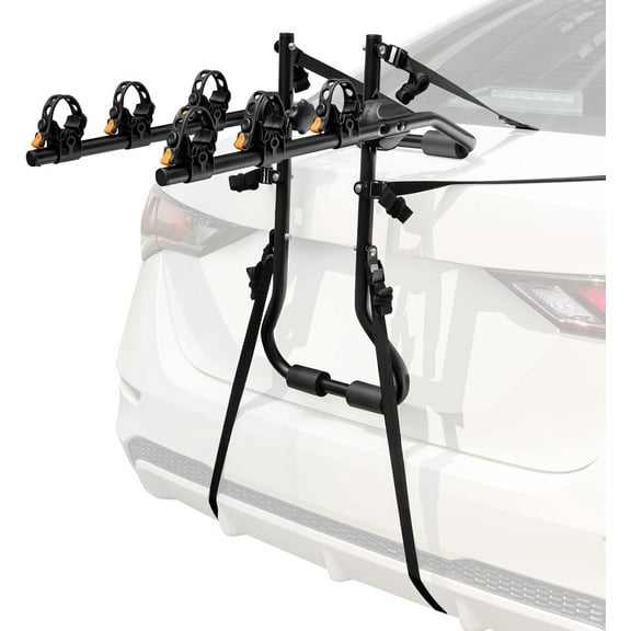 WYDK Bike Rack, Trunk Mounted 3 Bike Hitch Rack with 2 Receiver & Double Safety Guarantee, Folding Heavy Duty Adjustable Bicycle Rack for Cars, Trucks and Minivans