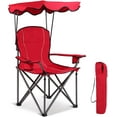 thumbnail image 1 of WYDK Camping Chair, Folding Outdoor Lawn Chair with Canopy, Carry Bag & Cup Holder, Portable Heavy Duty Camp Chair for Outside Travel, Picnic, Beach Soccer Chairs (Red), 1 of 9