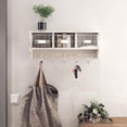 thumbnail image 1 of WYDK Creations Wall Mounted Shelf with Coat Hooks and Baskets, Solid Wood Entryway Organizer Wall Shelf with Hooks - Hang Coats, Keys or Coffee Mugs, Rustic Whitewashed 24" Wide, 1 of 10
