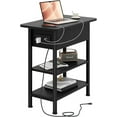 thumbnail image 1 of WYDK End Table with Charging Station, Flip Top Side Table with USB Ports and Outlets, 3-Tier Small Side Table with Storage for Small Space, End Tables for Living Room/Bedroom, Black, 1 of 9