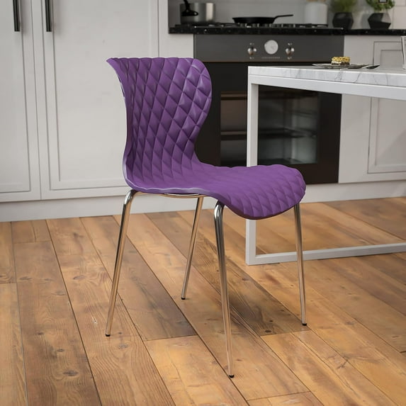 WYDK Ergonomic chairs available in a variety of colors，Contemporary Design Plastic Stack Chair,Modern,Office, living room, bedroom, for indoor use,Purple