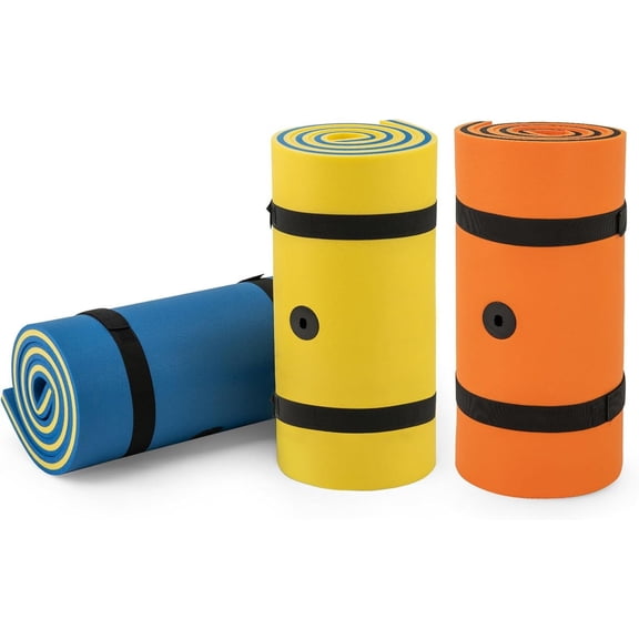 WYDK Floating Water Mat, Thick Swimming Foam Pad Hammock with Rolling Pillow Design, Portable 3-Layer Water Raft Mattress for Pool, Lake, Sea (83 x 26 inch Blue)