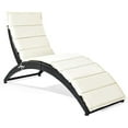 thumbnail image 1 of WYDK Foldable Patio Lounge Chair, Outdoor Rattan Wicker Chaise with Cushion for Backyard Garden Lawn Balcony Poolside, White, 1 of 7
