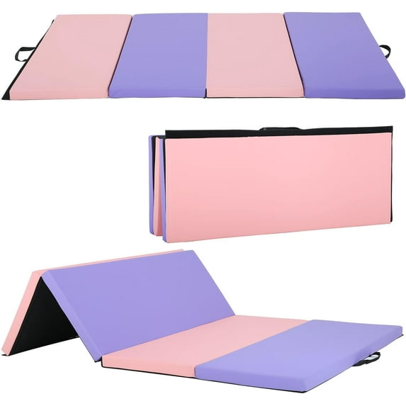 WYDK Folding Gymnastics Mat 6'X4'X2" Thick Tumbling Mats for Home Gym, Non-Slip Portable Panel Exercise Mats with Carrying Handles for Kids Adults,Mixed Color