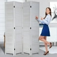 thumbnail image 1 of WYDK Folding Screen Room Divider 4 Panel 69 Inch Tall Portable Privacy Screens Solid Wood Freestanding Room Divider Wall for Rooms, White, 1 of 8