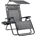 thumbnail image 1 of WYDK Folding Zero Gravity Outdoor Recliner Patio Lounge Chair w/Adjustable Canopy Shade, Headrest, Side Accessory Tray, Textilene Mesh - Gray, 1 of 15