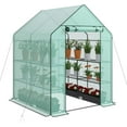 thumbnail image 1 of WYDK Greenhouse for Outdoors, 57 x 57 x 77 inch, Portable PE Cover Greenhouse with Anchors and Ropes Indoor Outdoor-3 Tier 8 Wired Shelves Plant Gardening Hot House, 1 of 8