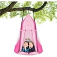 thumbnail image 1 of WYDK Kids Hanging Chair Swing Tent Set, Hammock Nest Pod Hanging Swing Seat for Boys/Girls, Children Swing Play House with Detachable Play Tent, Max Capacity 330 LBS, 40", Pink, 1 of 10