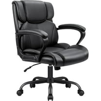 WYDK Mid Back Executive Office Chair Swivel Computer Task Chair with Armrests,Ergonomic Leather-Padded Desk Chair with Lumbar Support