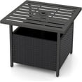 thumbnail image 1 of WYDK Outdoor Side Table with Umbrella Hole, 22" Wicker Umbrella Stand Holder and Base, Weather-Resistant PE Rattan Patio End Table for Deck Garden Poolside (Metal Tabletop, Black), 1 of 16