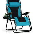 thumbnail image 1 of WYDK Oversized Padded Zero Gravity Chair, Foldable Patio Recliner, 30" Wide Seat Anti Gravity Lounger with Cup Holder, Support 400 LBS (Aqua), 1 of 17