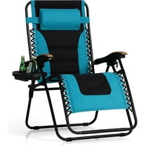 WYDK Oversized Padded Zero Gravity Chair, Foldable Patio Recliner, 30" Wide Seat Anti Gravity Lounger with Cup Holder, Support 400 LBS (Aqua)