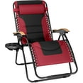 thumbnail image 1 of WYDK Oversized Padded Zero Gravity Chair, Foldable Patio Recliner, 30" Wide Seat Anti Gravity Lounger with Cup Holder, Support 400 LBS (Red), 1 of 14