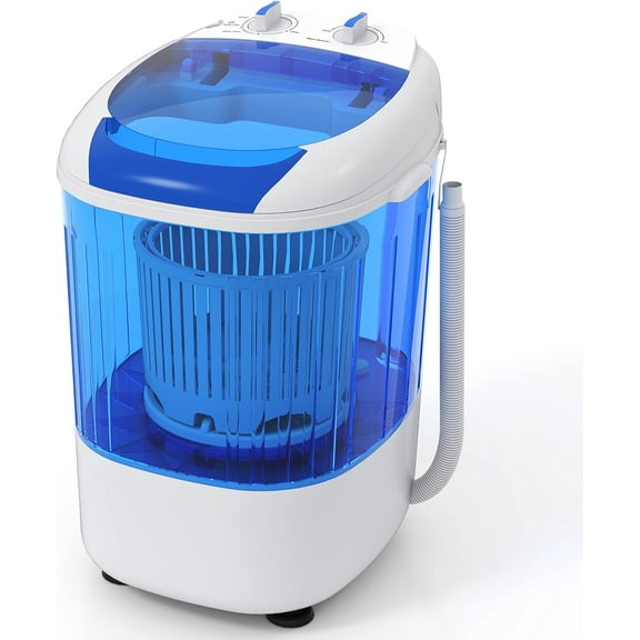 WYDK Portable Mini Washing Machine, 5.5 lbs Capacity Small Compact Laundry Washer with Spin Tub & Drain Hose, Semi-automatic Washer Machine for Apartment Dorms RV Home (Blue)