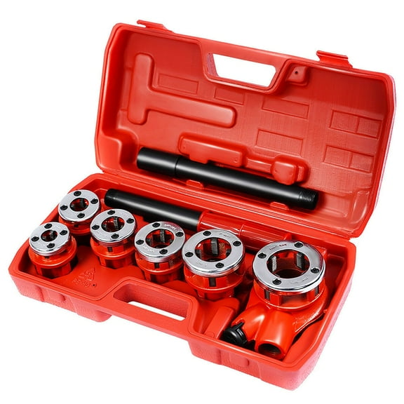 WYDK Ratchet Pipe Threading Kit with 6 Dies and Storage Case, Portable Manual Threader Set w/Handle Ratchet