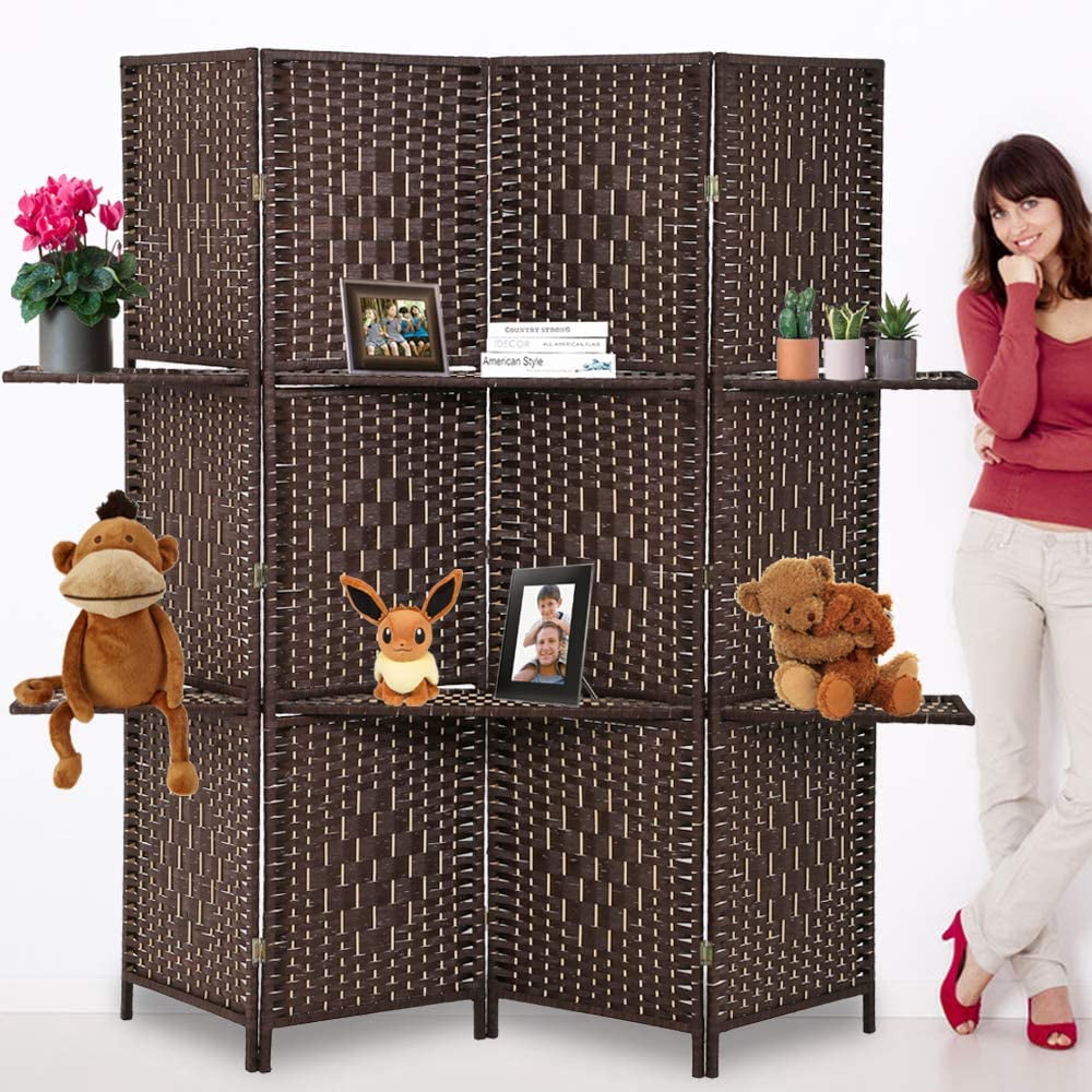 WYDK Room Divider Folding Portable Privacy Wooden Screen 4 Panel ...